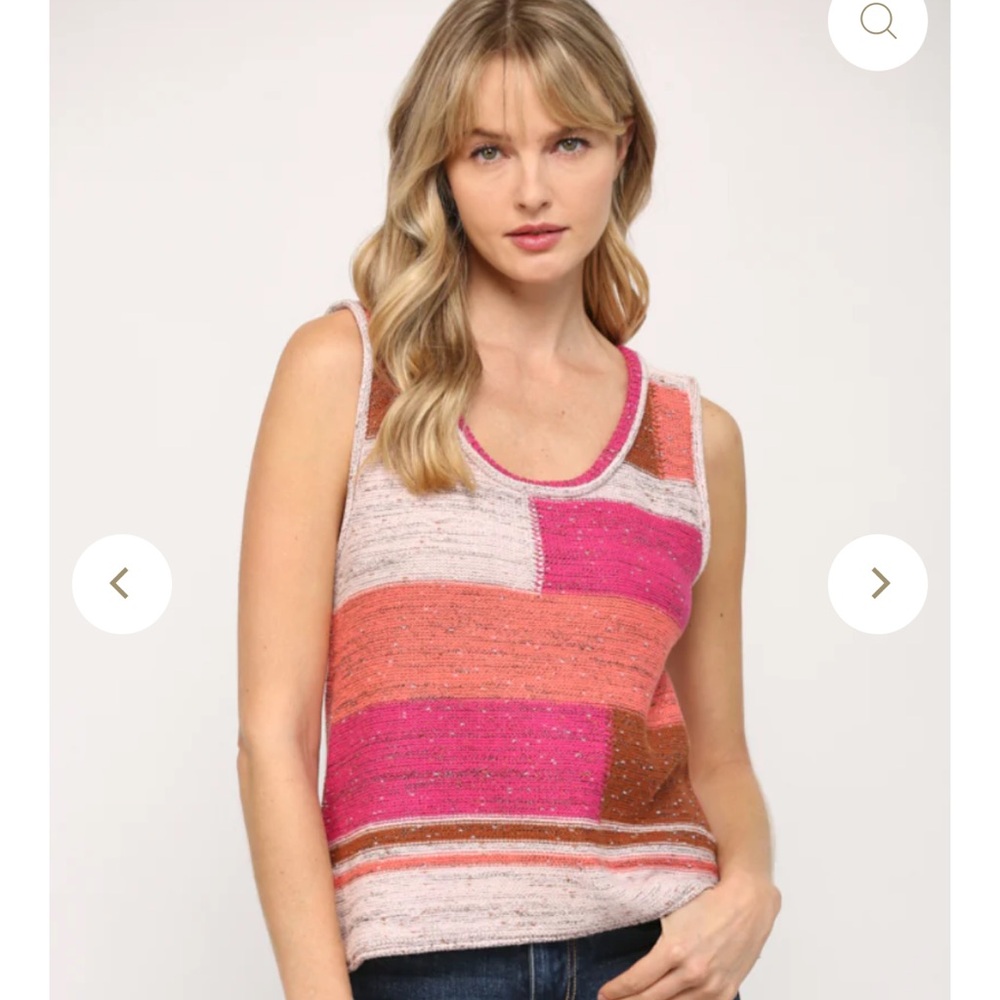 Fate Pink And Orange Patchwork Block Sweater Size… - image 1